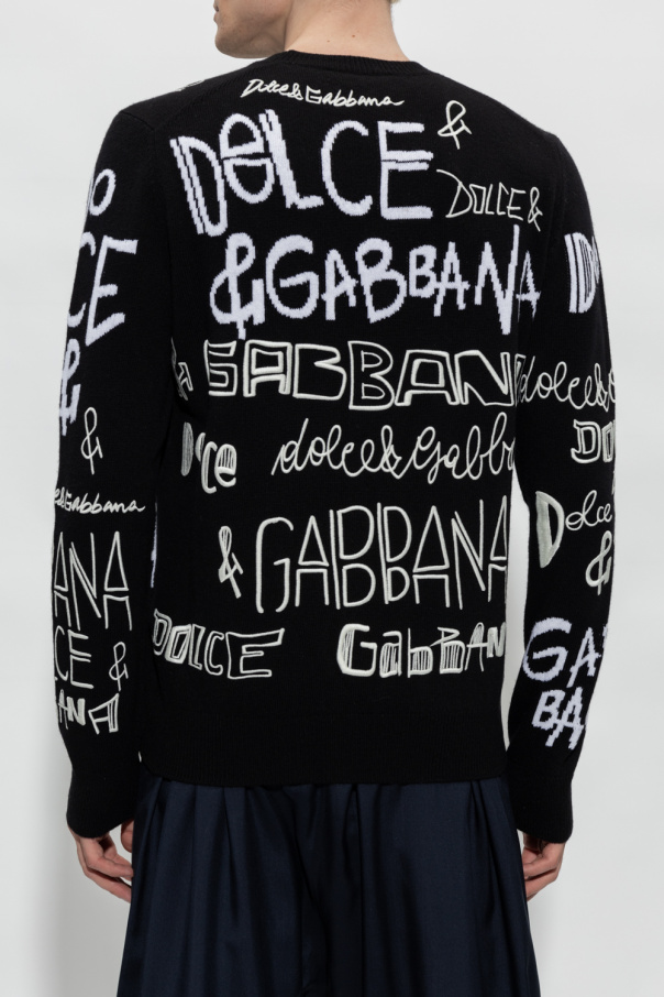 dolce & gabbana red flocked dress - Black Wool sweater Dolce